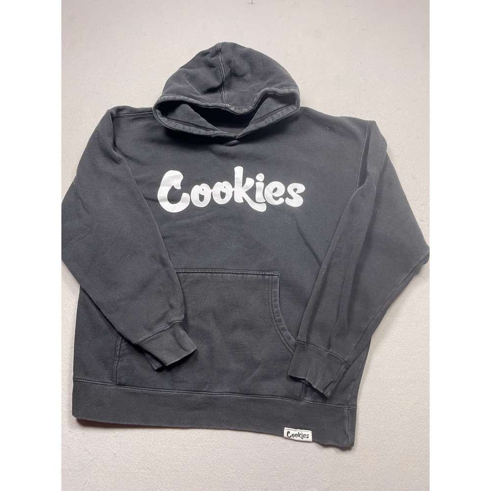 Cookies SF Original Logo Hoodie Mens Black Faded Pullover Sweatshirt Streetwear